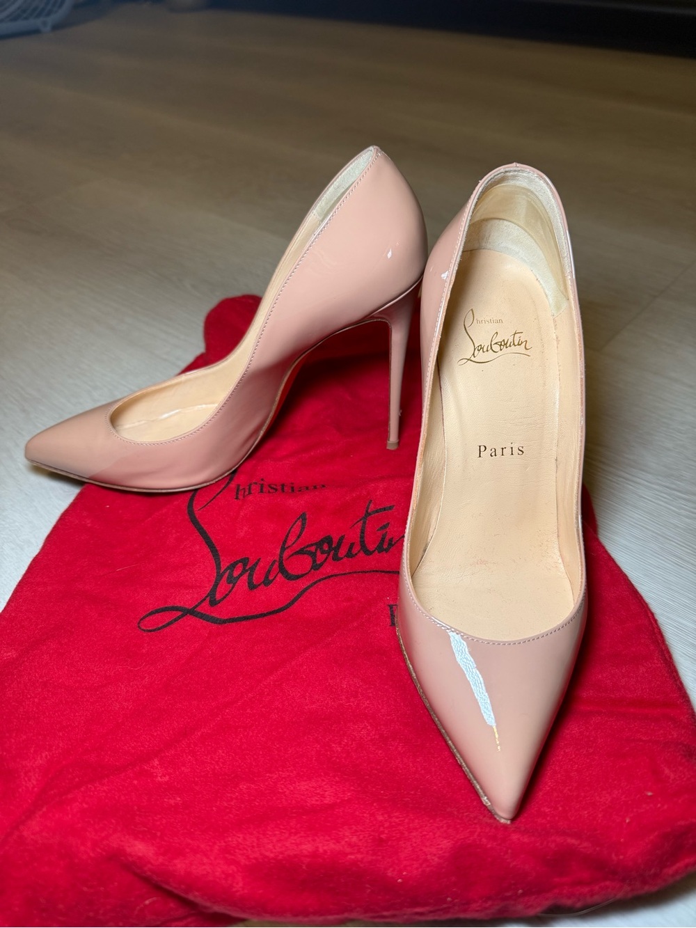 Christian Louboutin Pink Patent Pigalle 100 Pointed Toe Pumps